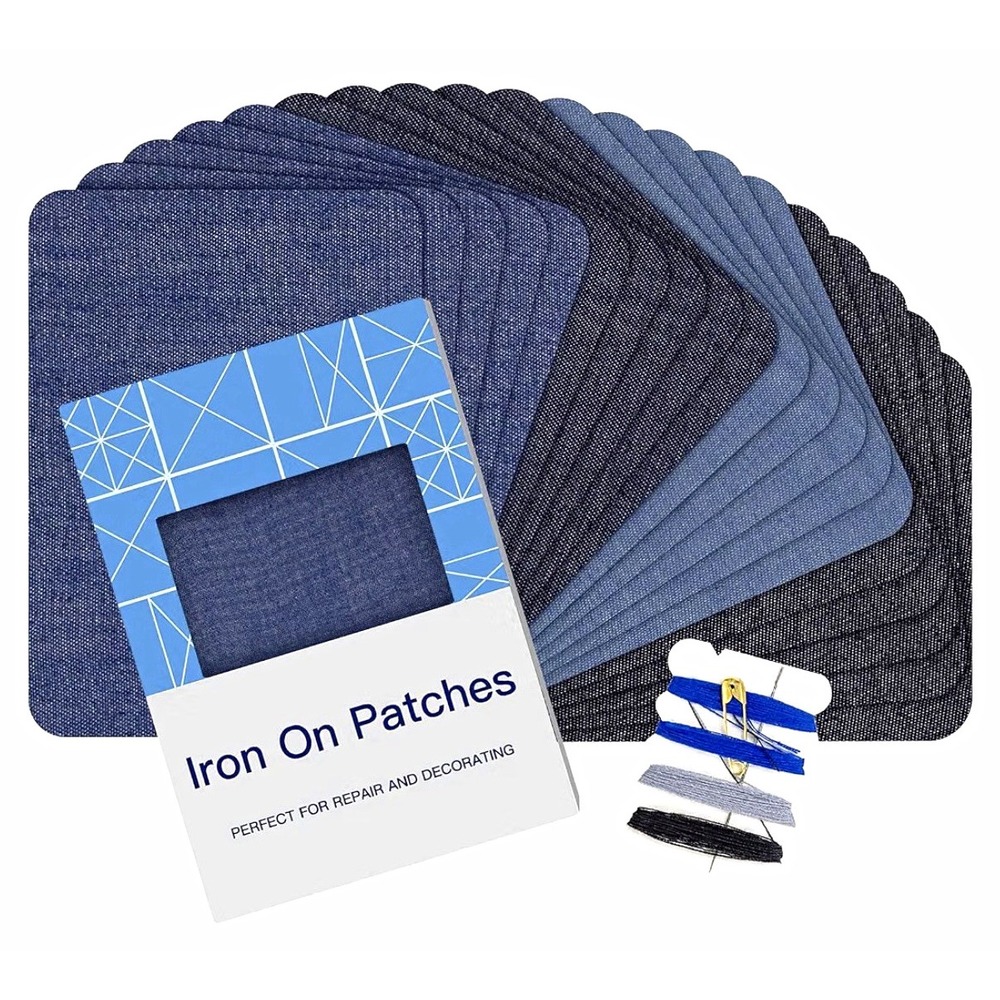 HTVRONT Iron-On Cloth Denim Repair Patch 20 Piece Kit Blue X002DQB4B9